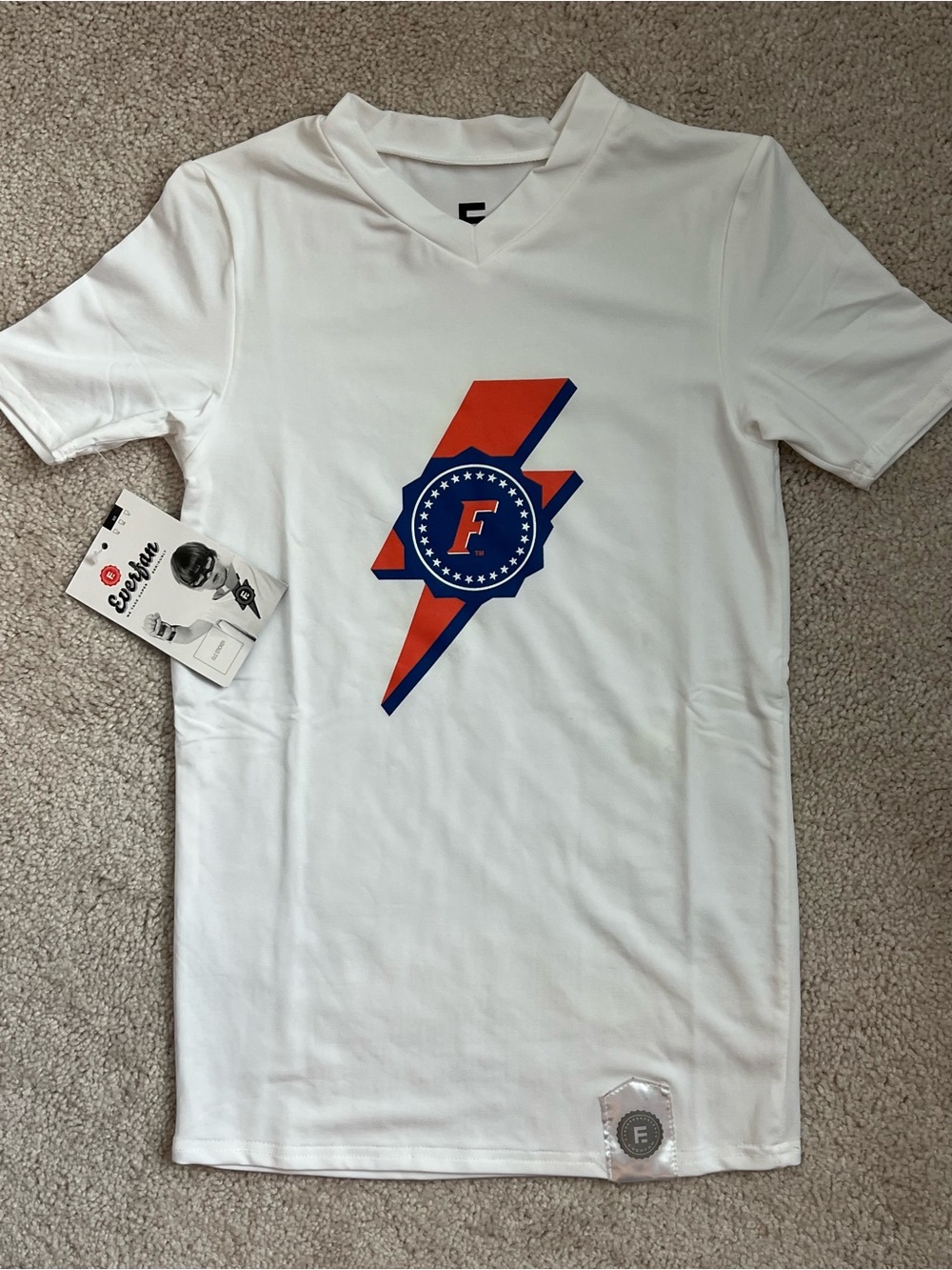 Kids' Univ. of Florida Gators White Performance V-Neck Tee with Lightning Crest